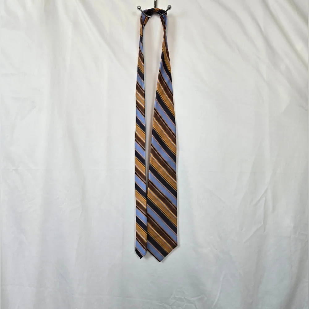 Robert Talbott‎ Best of Class Rodes Brown Blue Diagonal Striped Silk Career Tie